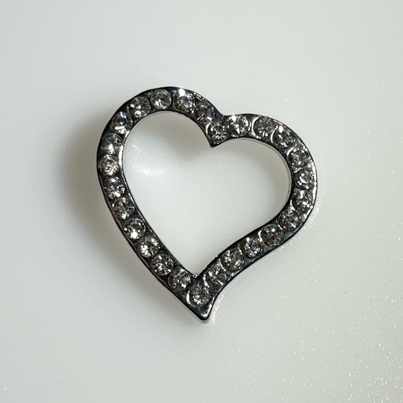 Silvertone Rhinestone Heart Pendant - Picture 7 of 15